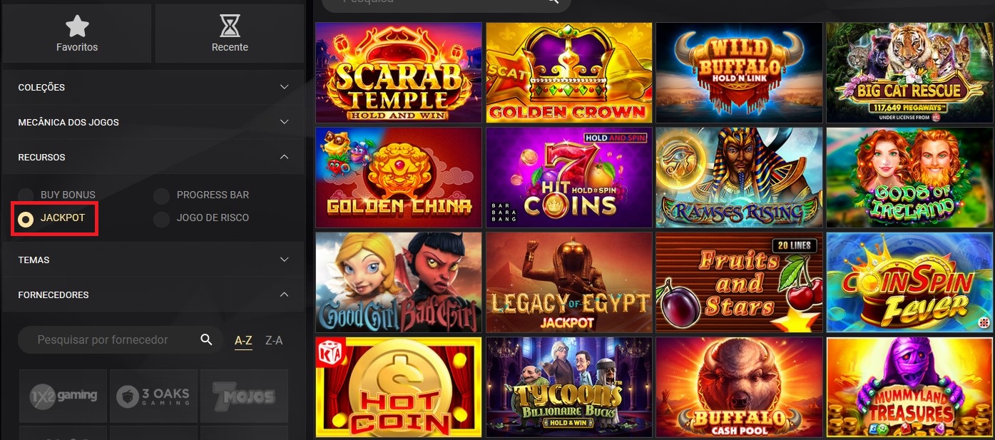 Jogos de jackpot em 1xSlots